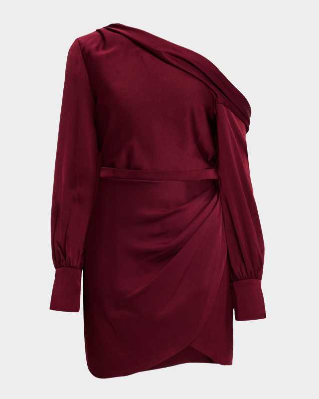 Cameron Draped Satin One-Shoulder Mini Dress